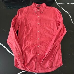 J. Crew Men's Vibrant Red Casual Button-Down Shirt